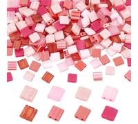 PH PandaHall Lot de 240 perles Tila de 8 couleurs, 2 trous, perles d'espacement carrées roses, perles plates japonaises en vrac pour fabrication de bijoux, bracelets d'amitié, colliers, boucles