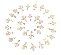 PH PandaHall Lot de 30 breloques d'ange dorées en forme de cœur et d'aile d'imitation de perles - Couleurs mélangées - Pendentifs d'angle avec anneaux ouverts pour la fabrication de bijoux, colliers,