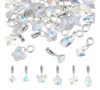 PH PandaHall Lot de 30 breloques en verre de cristal à facettes avec pendentif en forme de papillon et étoile avec crochet de suspension - Perles transparentes pour colliers, boucles d'oreilles,
