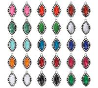 PH PandaHall Lot de 30 breloques imitation turquoise, 15 couleurs, pendentifs en pierre œil de cheval, pendentifs rétro en alliage de zinc pour colliers, bracelets, bijoux, loisirs créatifs, Résine,