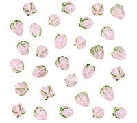 PH PandaHall Lot de 30 pendentifs en verre soufflé faits à la main en forme de fraise pour Noël, printemps, été, bracelets, colliers, boucles d'oreilles, fabrication de bijoux