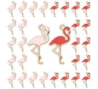 PH PandaHall Lot de 30 pendentifs flamants roses en alliage émaillé pour bracelet, boucles d'oreilles, collier, porte-clés, loisirs créatifs, rose/violet pâle rouge