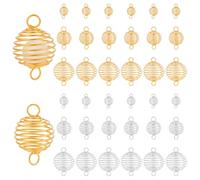 PH PandaHall Lot de 36 cages à perles en forme de spirale en acier inoxydable - 3 tailles - Pendentifs en pierre creuse - Pour suspendre des ornements et la fabrication de bijoux - Argenté/doré