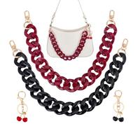 PH PandaHall Lot de 4 chaînes de sac à main plates en acrylique de 46,10 cm avec breloques en forme de cerise pour sac à main, sac à bandoulière, pochettes, décoration de sac à main, pochettes