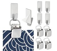 PH PandaHall Lot de 4 Crochet Adhesif Mural Accroche Torchon Cuisine, Porte Serviette sans Percage Pince Murale en Acier Inoxydable avec Anneaux de Rideaux et Pinces pour Cuisine Salle de Bain