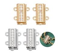 PH PandaHall Lot de 4 fermoirs coulissants pour la fabrication de bijoux - 10 x 14 mm - En laiton platine doré - Pour superposition de colliers, bracelets, décorations d'anniversaire, de Noël