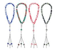 PH PandaHall Lot de 4 perles de prière musulmane Tasbih - 33 perles islamiques - Chapelet de prière musulmane Masbaha - Bracelet extensible en perles de verre de 8 mm pour décoration du Ramadan, l'Aïd