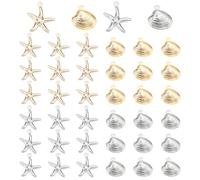 PH PandaHall Lot de 40 breloques en forme d'étoile de mer et coquillage en métal pour la fabrication de bijoux - 4 styles différents