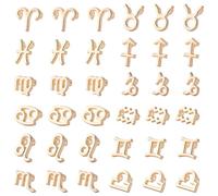PH PandaHall Lot de 48 pendentifs constellation signe du zodiaque 9,5 ~ 14 mm en alliage doré délicat astrologie horoscope breloques pour collier, bracelet, cadeau de Saint-Valentin, trou de 1,6 à 1,8