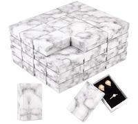 PH PandaHall Lot de 50 boîtes cadeaux rectangulaires en carton blanc marbré pour bracelet, collier, bague, mariage, anniversaire, 7,9 x 5,1 x 2 cm