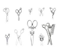 PH PandaHall Lot de 50 breloques en forme de ciseaux de 10 styles pour la fabrication de colliers, bracelets - Argent antique