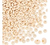 PH PandaHall Lot de 500 perles en bois de boulier de 8 mm - Perles d'espacement plates en bois naturel pour loisirs créatifs, colliers, bracelets, bijoux, trou de 2 mm