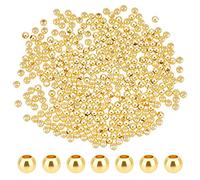 PH PandaHall Lot de 500 perles rondes et lisses de 3 mm plaquées or 18 carats durables pour fabrication de colliers, bracelets, boucles d'oreilles