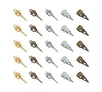 PH PandaHall Lot de 50pcs Breloques Pendentifs en Alliage de Style Tibétain en Forme de Crâne d'oiseau, Couleur Mélangée, 41.5x14x11mm, trou: 4mm