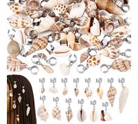 PH PandaHall Lot de 56 pinces à cheveux en coquillage, 14 styles, pour tresses, coquillages, accessoires pour cheveux, bijoux pour tresses, décoration de cheveux, 3,5 x 6,3 cm