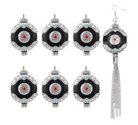 PH PandaHall Lot de 6 pendentifs ronds et plats de style ethnique noir pour collier tibétain pour femme et homme - Argent antique - 5,1 x 3,6 cm