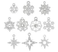 PH PandaHall Lot de 60 breloques en forme de flocon de neige avec strass pour la fabrication de bijoux, bracelets, colliers, vacances, loisirs créatifs, décoration de fête