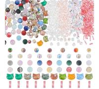 PH PandaHall Lot de 664 perles assorties de 8 styles pour la fabrication de bijoux, perles en pierre précieuse pour bracelets, boucles d'oreilles, colliers, pendentifs, fabrication de bijoux