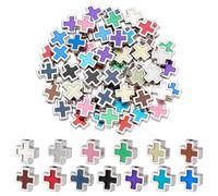 PH PandaHall Lot de 78 perles d'espacement en émail - 13 couleurs - Perles en forme de croix en métal - Perles d'espacement en platine - Pour la fabrication de bijoux, bracelets, chapelets, colliers