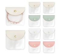 PH PandaHall Lot de 8 pochettes à bijoux de voyage en cuir synthétique 4 couleurs pour ranger des boucles d'oreilles, pochette carrée à rabat pour cadeau, voyage, Saint-Valentin, Thanksgiving, 7,6 x