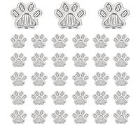 PH PandaHall Lot de 80 perles en métal en forme de patte de chien et de chat pour loisirs créatifs, colliers, bracelets, bijoux, 14 x 12 mm, argent antique