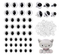 PH PandaHall Lot de 80 yeux ronds de sécurité pour chat - 16 à 19,5 x 12 à 18 mm - Œil en plastique 3D avec rondelles - Œil rembourré kawaii pour bricolage Amigurumis au crochet, ours en peluche