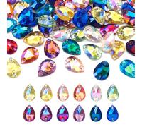 PH PandaHall Lot de 84 cabochons à dos plat en forme de larme à coudre sur des strass à facettes pour loisirs créatifs, vêtements, chaussures, sacs, décorations (GLAA-TA0001-45-YS-EU)