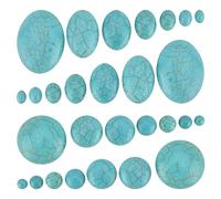 PH PandaHall Lot de 84 cabochons en pierre turquoise synthétique, 7 tailles - Texture bleue - Carreaux ovales et plats - Pour fabrication de bijoux, bracelets, colliers, boucles d'oreilles, camée - 6