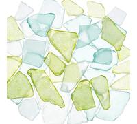 PH PandaHall Morceaux de Verre de Mer, 45pcs 3 Couleurs Copeaux en Vrac, Remplisseur de Vase pour Décoration de Maison, Fête, Mariage à la Plage - Bleu/Blanc/Vert