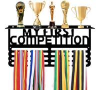 PH PandaHall My First Competition Medal and Trophy Display Rack avec Crochet pour Médailles Cadre pour Médailles avec Étagère pour Trophées pour Plus d'une Médaille Ruban de Récompenses