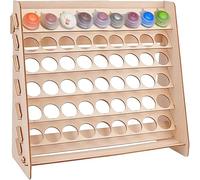 PH PandaHall Organisateur de peinture en bois, 54 trous Support de support de peintures Rangement de peinture artisanale blanche antique Bouteille d'encre pigmentée, stockage d'outils de peintures