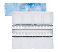 PH PandaHall Palette de Peinture Aquarelle Bleue Palette D'Aquarelle de Voyage Vide Boîte de Peinture en Métal avec Palette Pliante Plateau D'Aquarelle Palette avec 26 Demi Godets pour Peinture