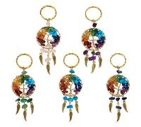 PH PandaHall PandaHall Lot de 5 porte-clés en forme d'arbre de vie avec pierres précieuses pour sac de voiture, maison, porte-clés à suspendre