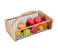 PH PandaHall Panier de Récolte de Jardin, Grand Panier en Bois à Poignée avec Paniers Rectangulaire en Treillis Métallique pour Cueillette de Légumes Fruits et Pique-Nique Extérieur, 40x23.6x13cm