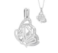 PH PandaHall Pendentif Cage Papillon en Argent Sterling 925 pour la Création de Bijoux en Perles Collier Pendentif Cage en Argent Platine pour femmes DIY Crafting Décoration cadeau