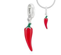 PH PandaHall Pendentif Corne Italienne Rouge Charm Corne Cornicello En émail Rouge avec Boucle en Argent 925 et Pendentif Charm Europeen pour Hommes Femmes Protection Talisman Cadeau