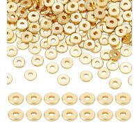 PH PandaHall perle 200pcs D'Espacement Heishi Plates de 6 mm Plaquées Or 18 Carats, Perles en Vrac en Laiton Rondes Plates en Métal