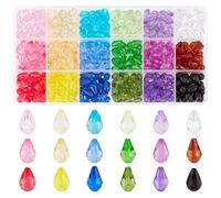 PH PandaHall Perles de Cristal en Forme de Larme 396pcs 18 Couleurs Perles à Facettes en Acrylique Transparentes pour Été Bracelets Colliers Boucles D'Oreilles Fabrication de Bijoux Bricolage 12x8mm