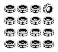PH PandaHall Perles D'Espacement en Argent Sterling 925, 16pcs Perles Rondes Plates de Style Tibétain Sculptées Perle Rondelle en Métal avec 1 chiffon de Polissage pour Bijoux Bracelets Colliers 4.8mm