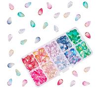 PH PandaHall Perles en Forme de Larme 10 couleurs, 200pcs Goutte D'Eau Cristal Perles de Verre Perles Transparentes en Vrac Pendentifs à Breloques Colorées pour Bijoux Boucle D'Oreille