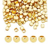 PH PandaHall Perles Plaquées Or 18K 200pcs Perles D'Espacement Cubiques Carrées de 4mm Perles Bracelets en Métal pour Fabrication de Bijoux D'Été Bricolage Colliers Bracelets Boucles D'Oreilles