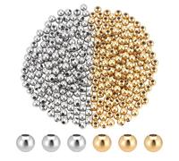 PH PandaHall Perles Rondes Plaquées Or 18K, 4mm 300pcs Perles D'Espacement Rondes en Platine Perle D'Artisanat en Métal et Laiton pour Bracelets Colliers Boucles D'Oreilles Décoration D'Halloween Noël