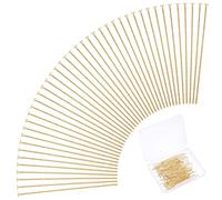 PH PandaHall plaquées Or 24 carats Épingles à Bijoux en Acier Inoxydable, 100PCS 35mm Broches à tête Plate 0.6mm Perles Broche Goupille de Fil Pliable pour Collier de Bracelet de Boucle d'oreille