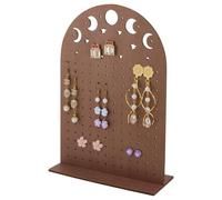 PH PandaHall Porte Boucles D'Oreilles en Bois 144 trou Présentoir Creux D'Étoile Lune Marron Organiseur de Boucles D'Oreilles Support de Rangement de Bijoux pour Maison le Commerce Détail 15x6x22cm