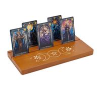 PH PandaHall Porte Cartes de Tarot en Bois à 2 fentes Présentoir de Cartes à motif Phases de la Lune Support de Jeu de Tarot Support pour Cartes Oracle pour Divination Lenormand Décor 28x13x1.8cm