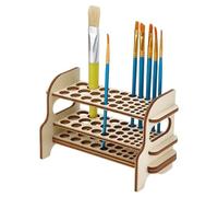 PH PandaHall Porte Pinceaux en Bois Support de Rangement pour Pinceaux à 51 trou Support de Pinceaux D'Artiste de Bureau à 2 niveaux pour Décoration Peinture des Stylos Crayons Artisanat 18x8x11cm