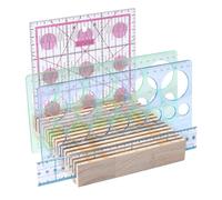 PH PandaHall Porte Règles de Patchwork Organisateur, Support de Rangement pour Règles en Bois Pin avec 16 Fentes Modèle de Couture Carré 15cm Organisateur pour Couture Bureau Domicile Atelier Table