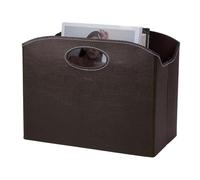 PH PandaHall Porte Revues en Cuir PU Porte Revues Pliable au Sol Étagère de Rangement pour Dossiers Panier de Rangement pour Livres pour Bureau Documents Maison Salon Table, Brun, 34.8x18.8x26.8cm