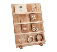 PH PandaHall Présentoir à Bijoux en Bois à 4 niveau, Présentoirs de Boucles D'Oreilles, Support de Vitrine Amovible, Porte-Carte D'Affichage de Bijoux au Détail, pour Vendre des Bijoux Artisanaux