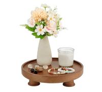 PH PandaHall Rehausseur de Plateau en Bois Support de Présentation Rond en Bois de 25.4cm pour Plantes de Cuisine Porte Savon Parfum Bougie